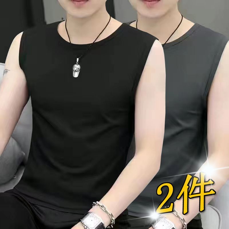 Modal Sports Vest Men'S Summer Fashion Brand Ins Ice Silk Style Fitness Sleeveless Waistcoat T-Shirt V-Neck Base Shirt - Image 2
